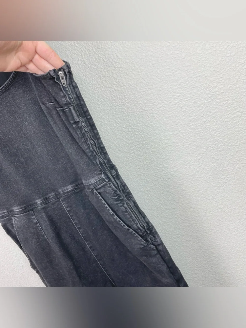 Free People Women's Large Scarlett Black Denim Jumpsuit One Piece Sleeveless - Picture 9 of 16